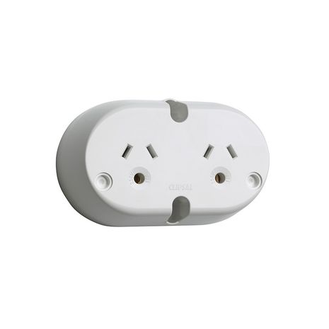 Clipsal 414L Rear Connecting Surface Socket 250vac 10A Twin 3 Pin Round Earth Pin White Electric