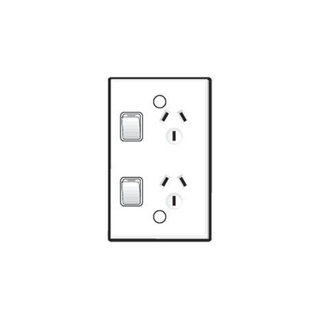 Clipsal 592F Twin Switch Socket Outlet 250V 10A 1 Pole Vertical White