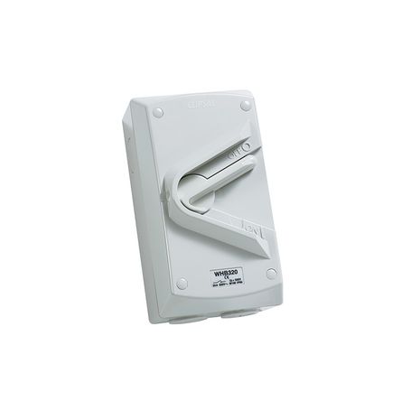 Clipsal WHB320 Surface Switch 1 Gang 3 Pole 440vac 20A Hoseproof M180 Rating