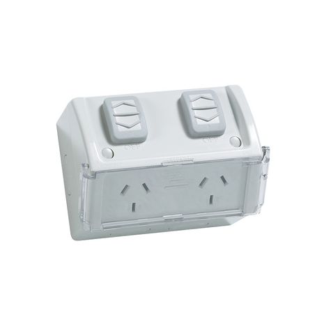 Clipsal WSC227F2 Twin Switch Socket Outlet 250V 10A Weather Proof Flap