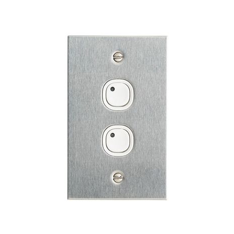 Clipsal B5032NL Flat Plate Key Input 2 Gang B Style Learn Enabled Stainless Steel