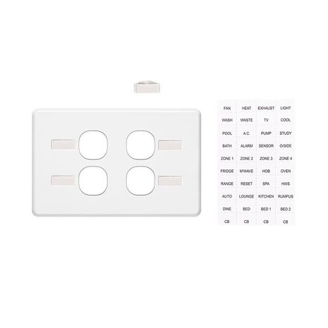 Clipsal C2034HI Switch Grid Plate And Cover 4 Gang Less Mechanism Horizontal Mount Circuit Identification