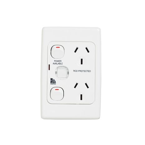 Clipsal ML2025VI Twin Switch Socket Outlet Medilec 250V 10A 2 Gang 1 Pole Vertical Circuit Identification
