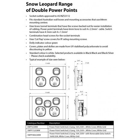 TRADER Snow Leopard Series Double Power Point 10A With Removable Extra Swtich