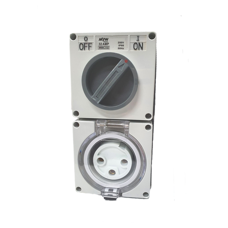 Industrial Switched Socket Outlet Round 3 Pin 32A