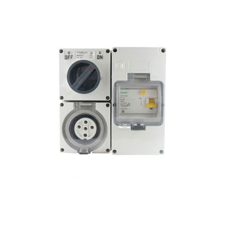Industrial RCD Protected Combination Switched Socket Outlet 5 Pin 20A