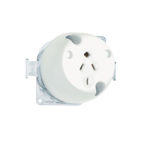 Clipsal 413/4P Single Switch Socket Outlet 250/440vac 10A 4 Pin White Electric