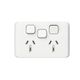 Clipsal 3025XC-VW Iconic - Socket Outlet Cover Horizontal Mount For Twin Switched Socket With Removable Extra Switch Aperture