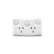 Clipsal 25XA Twin Switch Socket Outlet 250V 10A Standard Size Removable Extra Switch