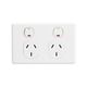 Clipsal C2025DN Twin Switch Socket Outlet Classic 250V 10A 2 Pole Neon