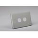 TRADER Slimline Leopard Series Two Gang Brushed Aluminium Cover Plate