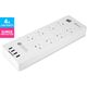 SANSAI Power Board 8 Way Outlets Master on/off Switch  4 Usb Charging Charger Ports w/Surge Protector Auto regulated 0-2.4a Per Port